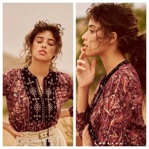 Glenda Lace Blouse in Wine